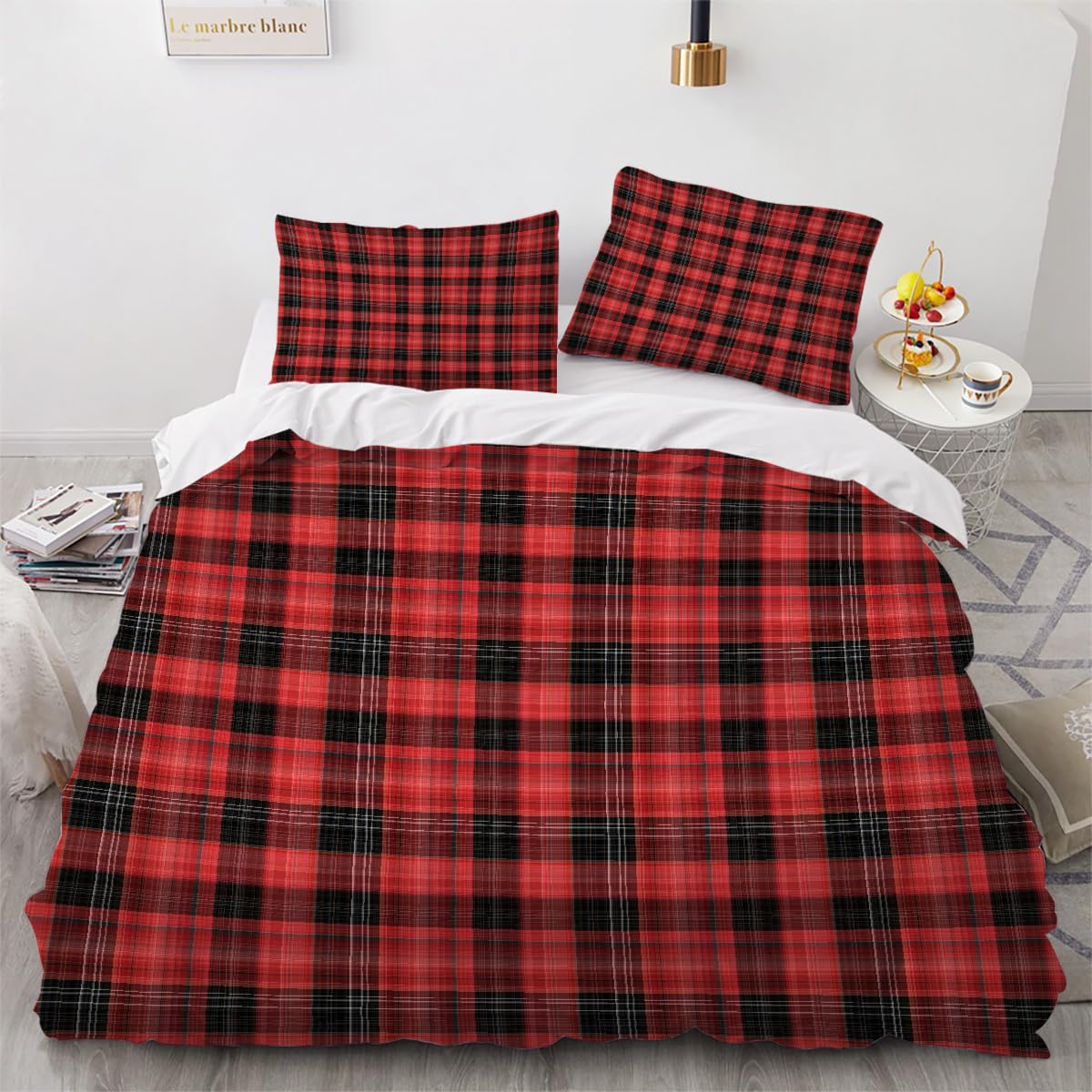 Housse de couette microfibre douce et zippée avec motif rayure 3D