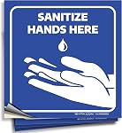 ISYFIX Sanitize Stickers Mains ici Signes - paquet de 4 6x6 1 cm - Vinyle autocollant haut de gamme, étiquettes, stratifié pour Ultimate UV, Météo, rayure, eau et résistance au faux, intérieur & En plein air"