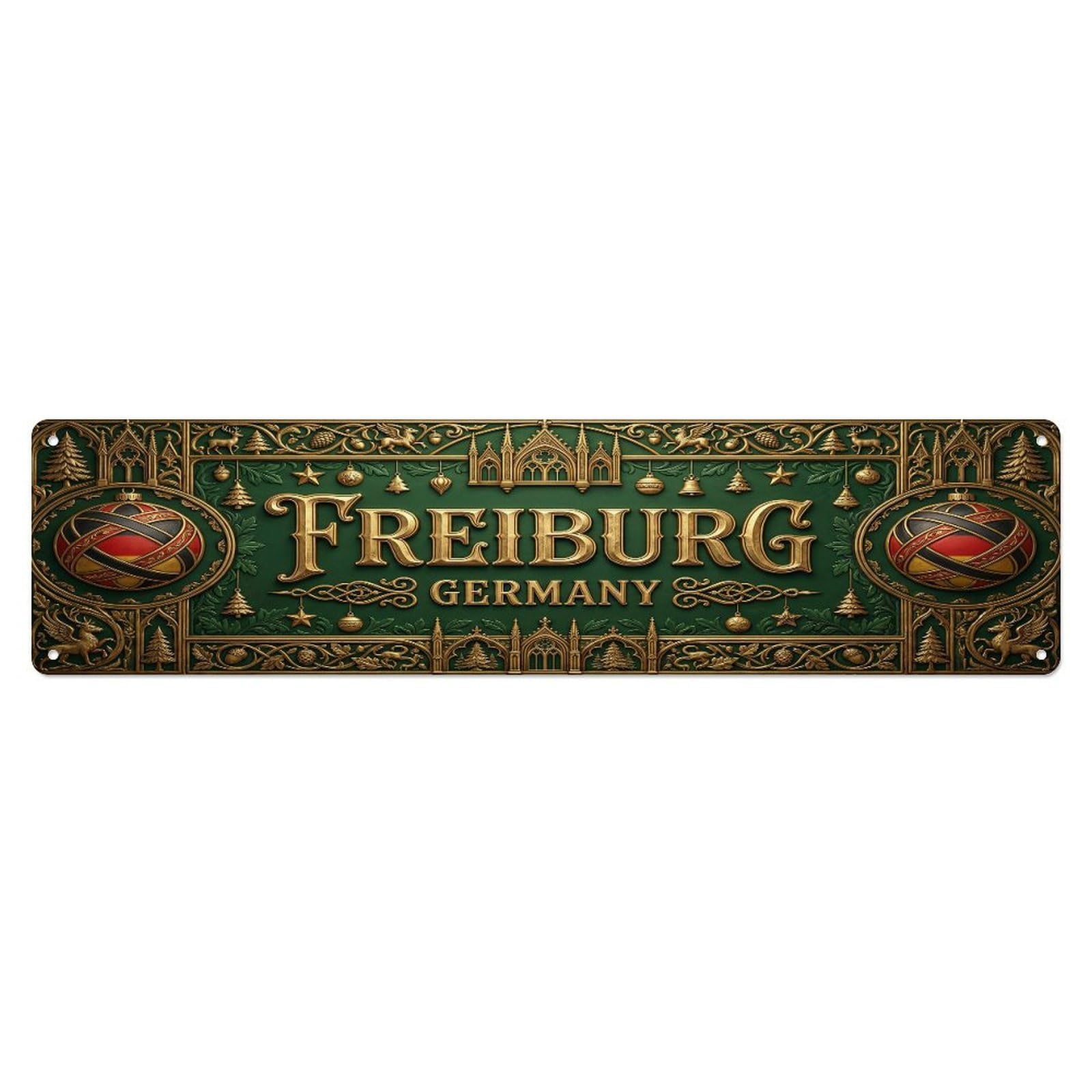 Vintage Freiburg Germany Flag Pattern Metal Tin Sign