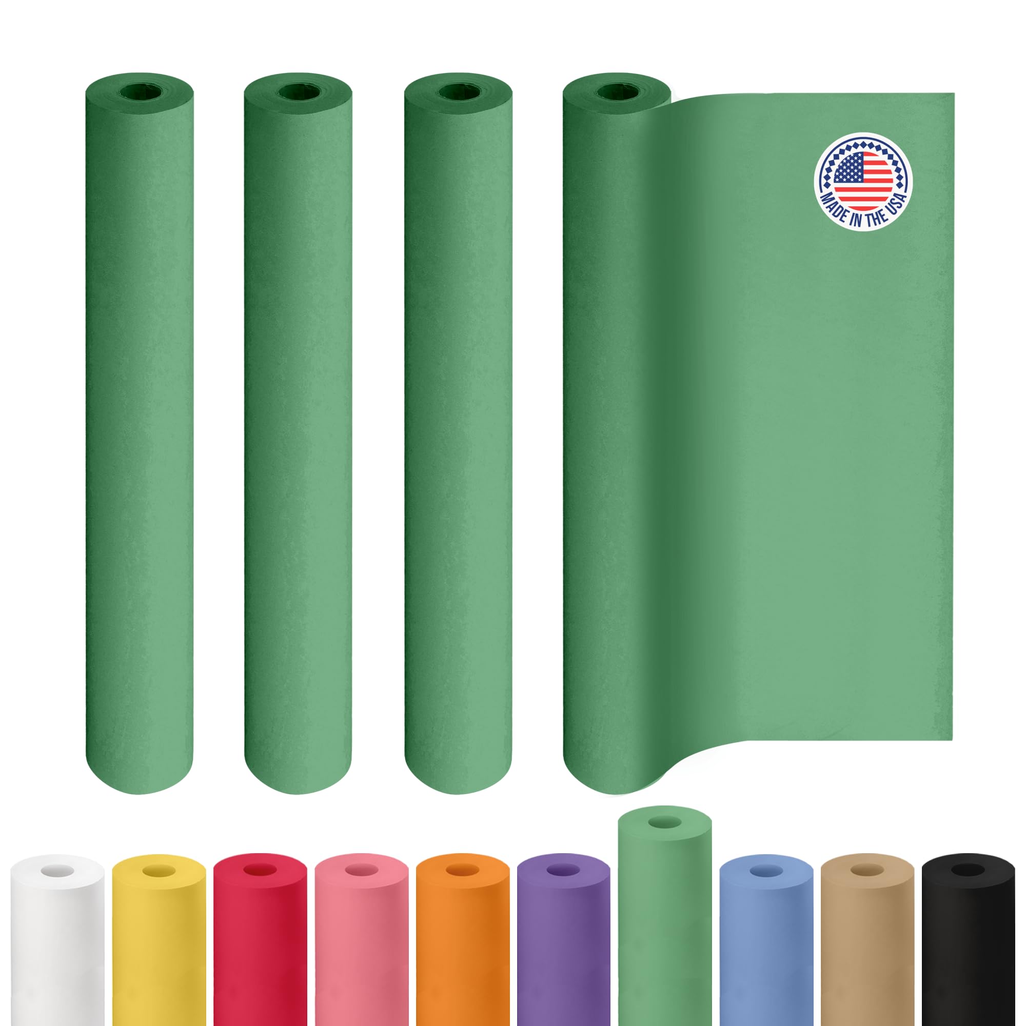 Kraftpapierrollen, 91,4 x 3048 cm, Grün, 4 Stück, hergestellt in den USA für Geschenkverpackungen, Kinderkunst und Handwerk, Schulprojekte, natürliches Material, 22,7 kg Stärke IDL Packaging