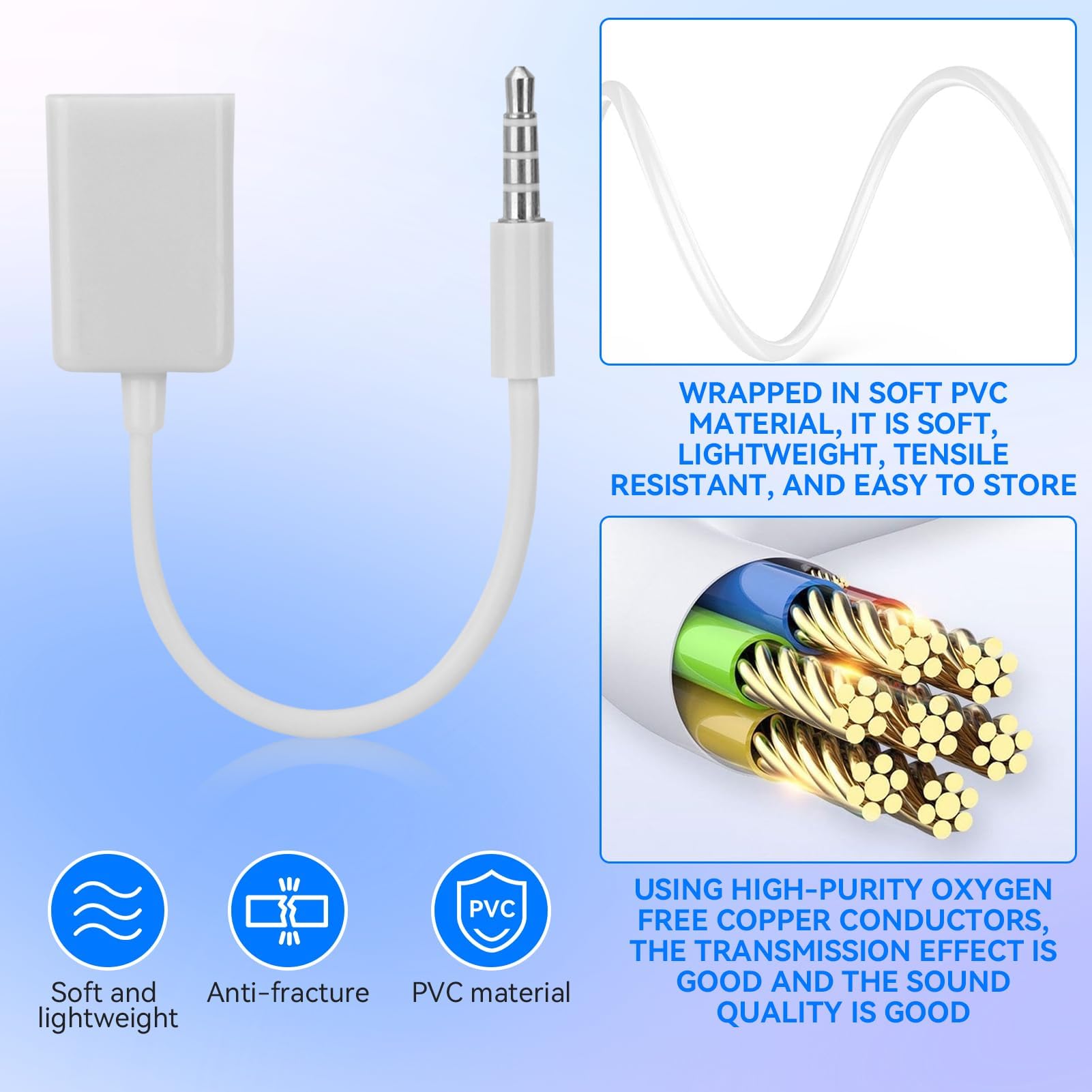 Spine Audio Maschio Da 3,5 Mm Jack A USB Femmina, Cavo Adattatore Convertitore, Convertitore Adattatore Per Telefono Cellulare, Cavo Altoparlante Collega L'unità Flash USB Per Intrattenimento Giochi