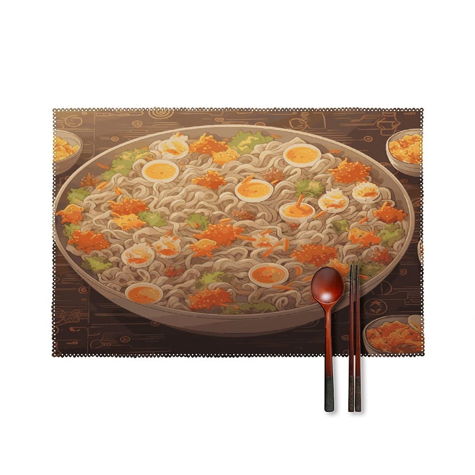 Fodpand Style Egg Cup Noodle Ramen Placemats Set Of 4 Place Mats Table Mats