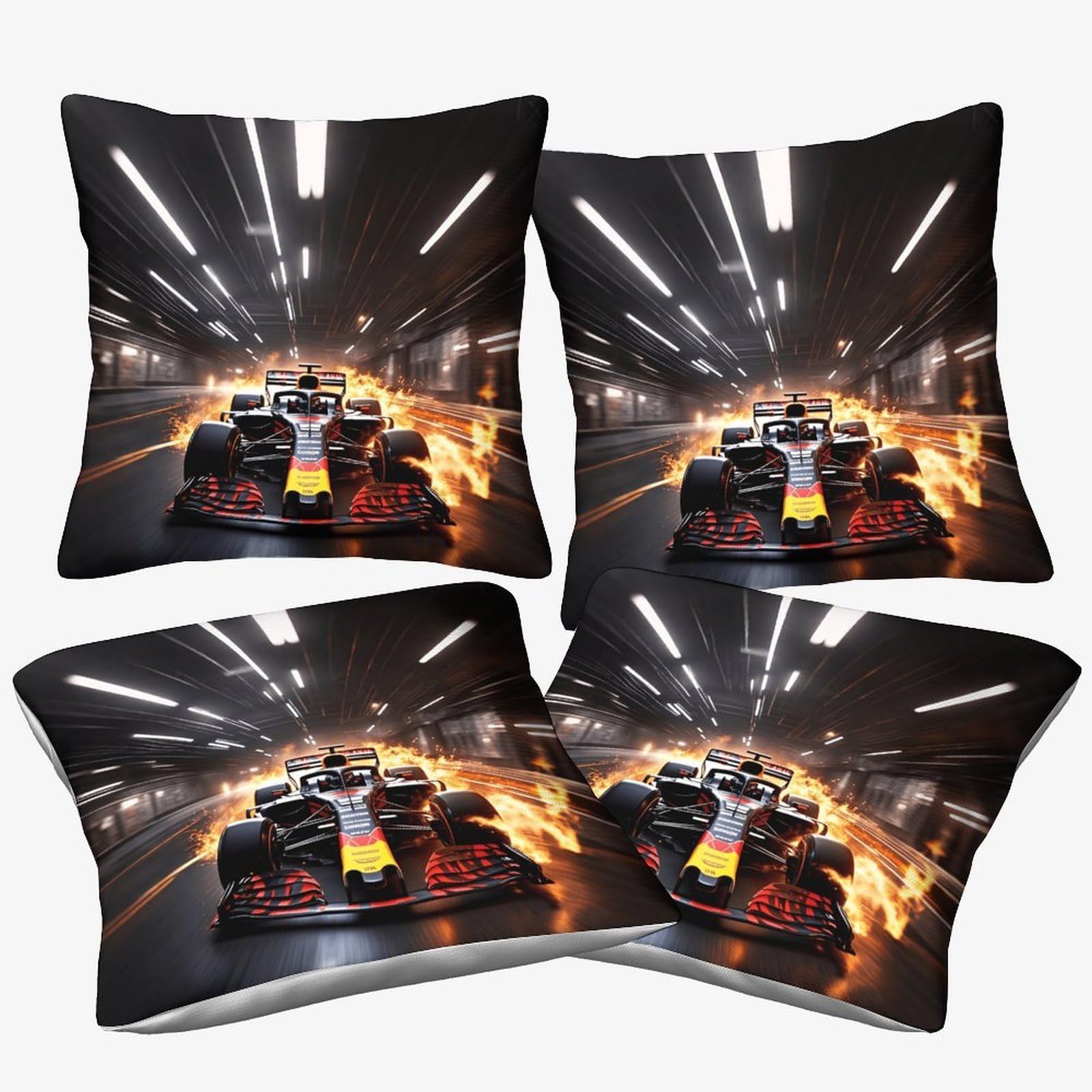 Dafufbw Formulaa Racing-2 Formulaa Racing Themed Microfiber Cushion Cover, 50X50cm, 4Pcs Racing Car Decorative Square Throw Pillow Case For Couch Livingroom Sofa Bed
