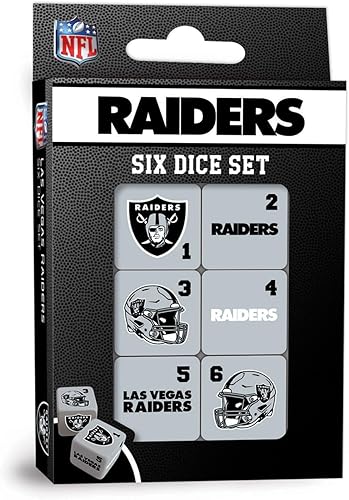 MasterPieces Game Day - NFL Las Vegas Raiders - Juego de dados de 6 piezas con logotipo del equipo, tamaño estándar D6