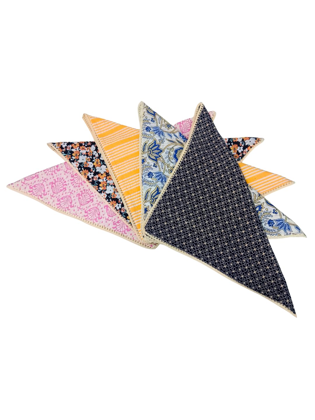 Cotton Multicolor Multi-Print Woven Handkerchief/Face Towel/Hankies for Women, Kids, Girls | Fashionable Floral Designs | Soft Fabric Lace Design - Pack of 5 (Size - 42cm x 32 cm)-image-42