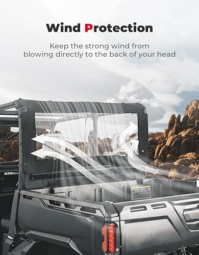 Miniatura 10 de KEMIMOTO Parabrisas trasero suave compatible con Can-Am Defender HD 578910 DPS XT XMR Max 2016-2024 PVC a prueba de polvo, parabrisas completo