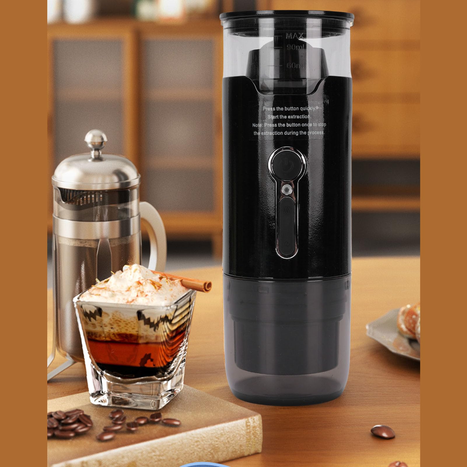 Haofy de de café Portátil Café de Automóviles Pequeñas Cafeteras con Presión de 15 Bares para Cápsulas de DG Café de café Cartuchos
