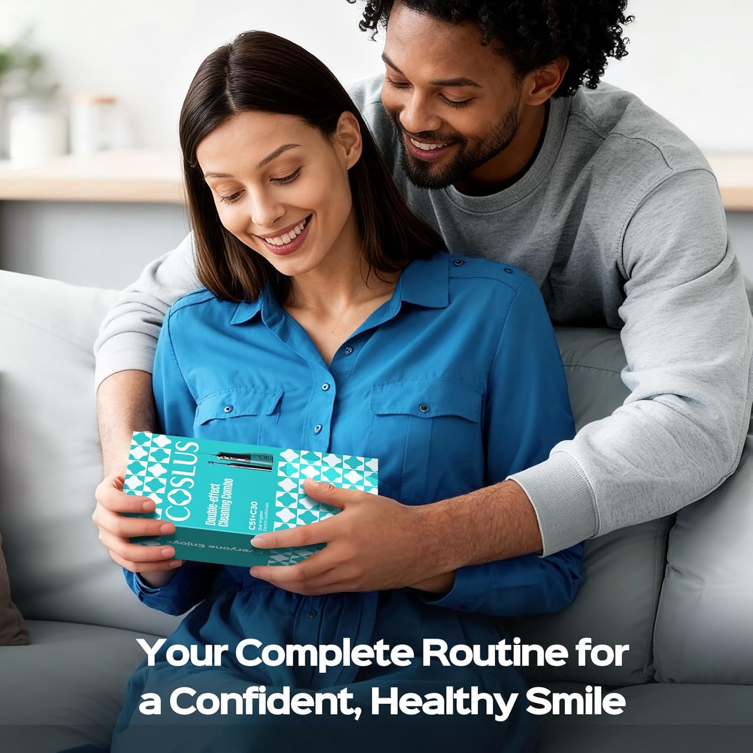 COSLUS C51C30 Electric Toothbrush with Water Flosser Combo: Portable Oral Clean Kit for Teeth Brushing & Flossing, Multiple Modes for Multiple Users, Cordless for Home & Travel Use, Black