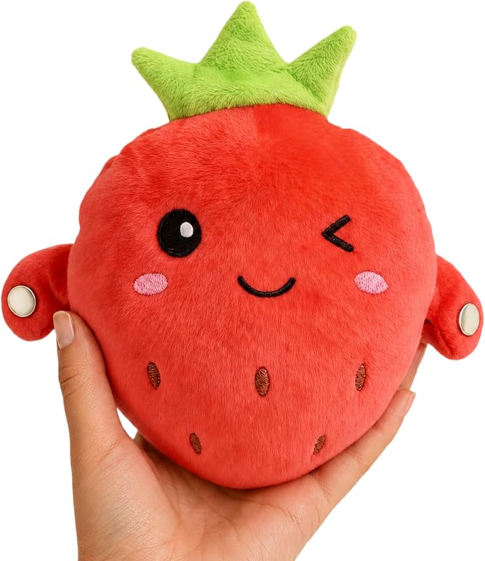 Juguete sensorial musical de peluche, juguetes sensoriales con sonidos, fresa roja | Muñeca con sonido activado por el tacto de la piel, juguete de actividad educativa de modo dual, divertidos regalos de cumpleaños de Navidad, ideal para jugar en grupo