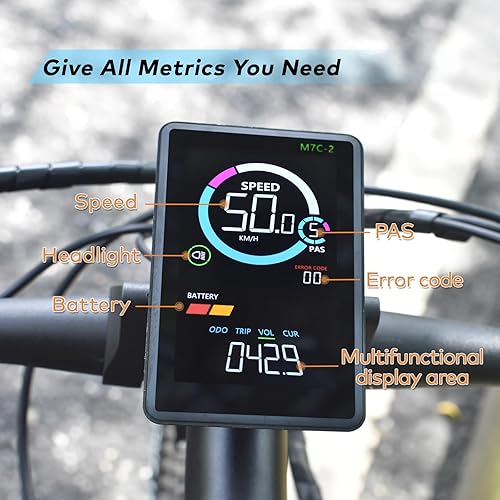 Miniatura 3 de Pantalla Ebike, protocolo UART No. 2, 24V-60V ABS Colorido Ciclismo Computadora con Puerto de Carga para Dispositivos Móviles, Pantalla LCD Vertical