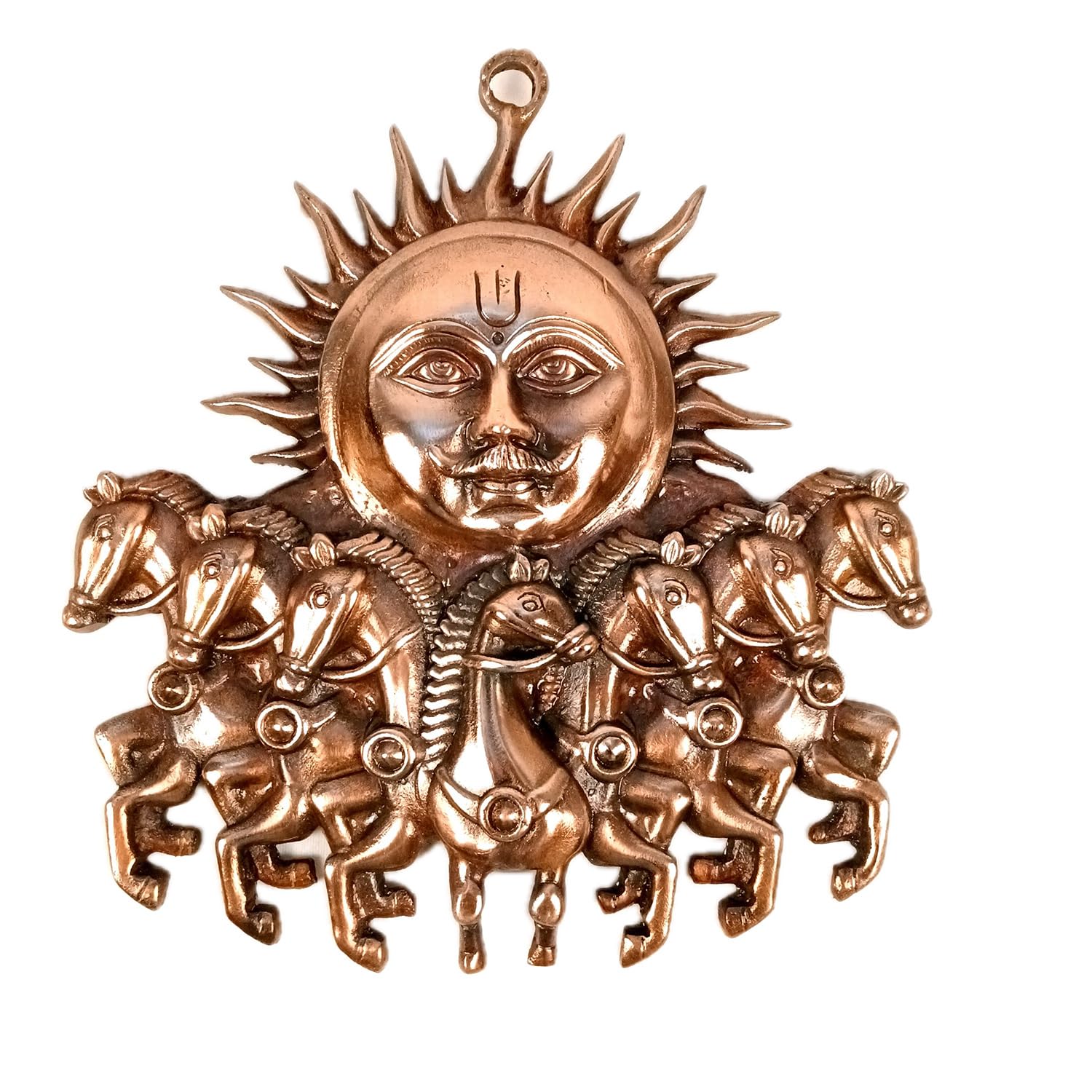 Apka Mart The Online Shop Sun with 7 / Seven Running Horses Wall Hanging | Surya Bahgwan Metal Wall Art - for Vastu, Home, Living Room, Bedroom, Hall, Entrance Decor - 12 Inch-image-30