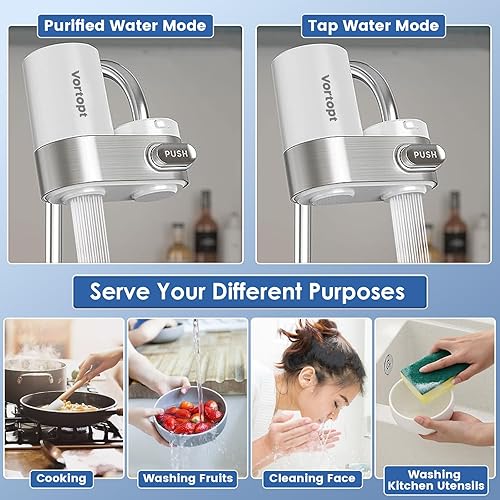 Miniatura 2 de Filtro de agua para grifo para fregadero, botón de interruptor mecánico, purificador de agua de 350 galones para fregadero, certificado NSF, reduce