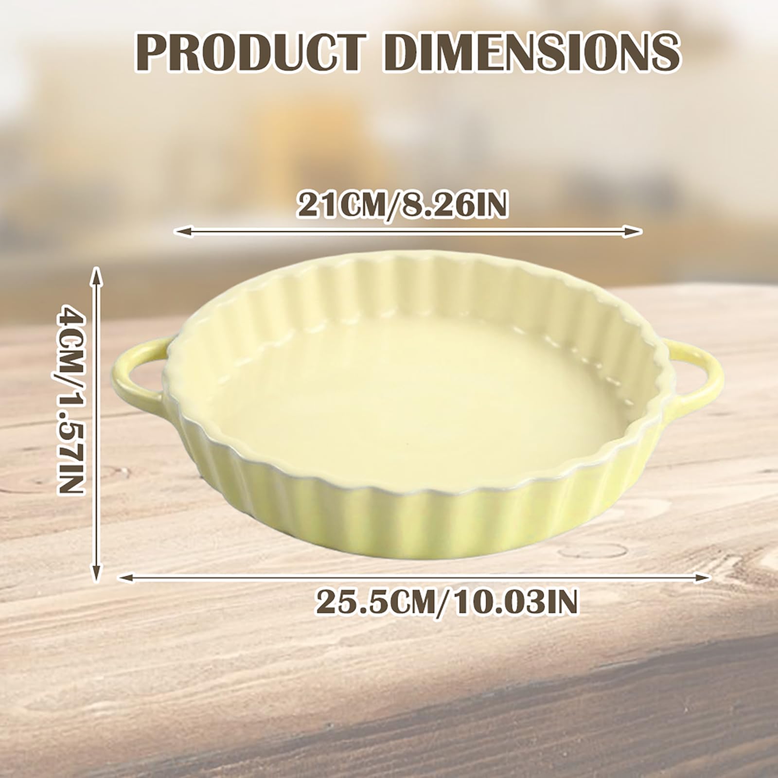 Teglia Forno Pizza Rotonda in Ceramica, Stampo per Crostata, Stampo per Torta, Teglia per Pizza, Pie, Quiche, Lasagne, Torte, Tapas e Altro, Diametro 21 cm (Giallo)