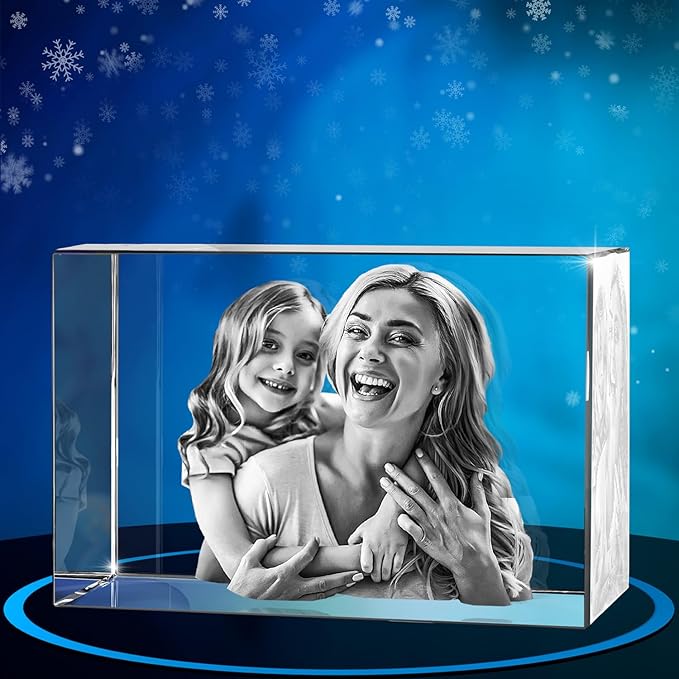 ArtPix 3D Crystal Photo, Christmas Personalized Gifts for Women, Wife, Mom, Her, Him, Men, Mother, Grandma, Great Xmas Customized Gift With Your Own Photo, Custom Glass 3D Laser Etched Picture Wedding
