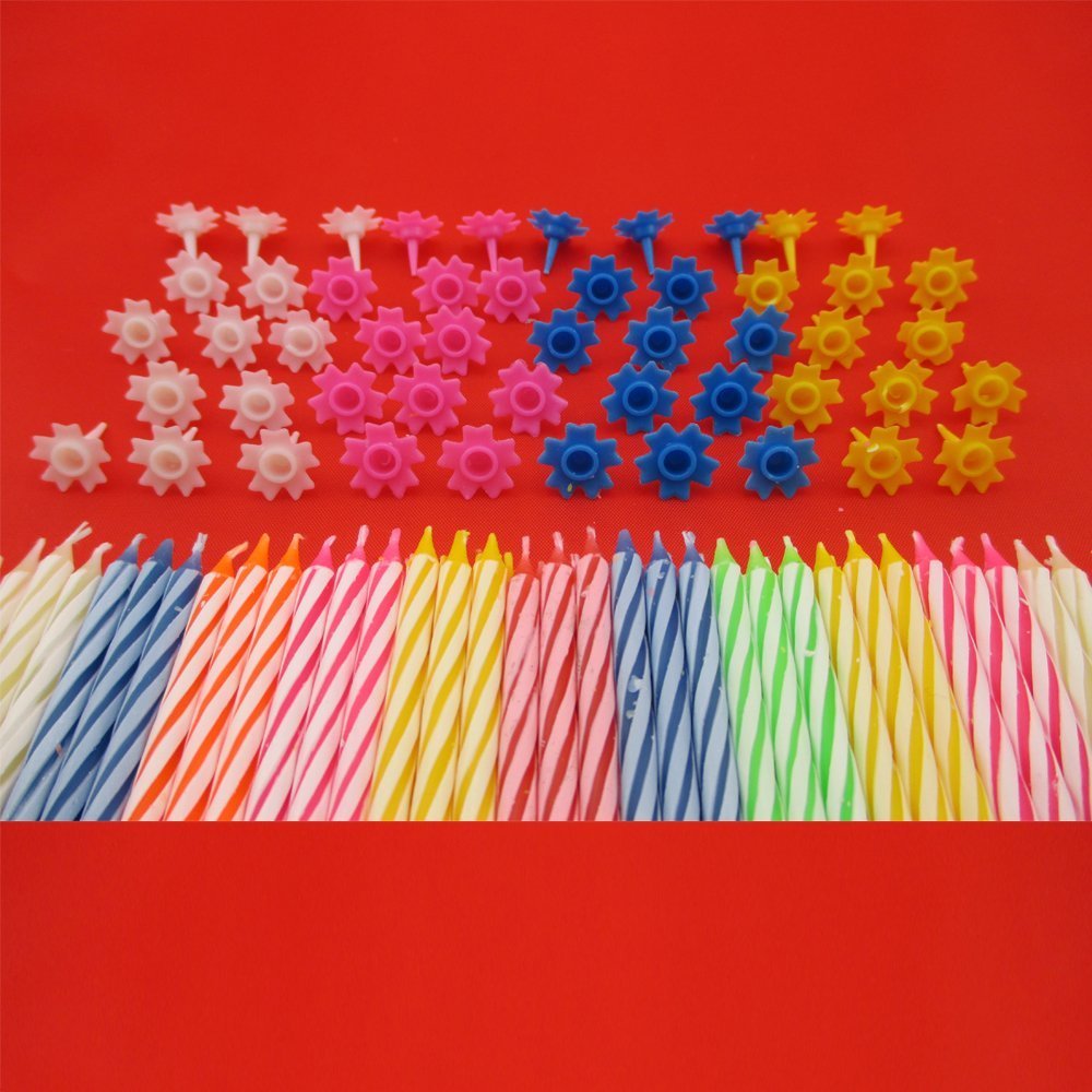 Bougies D'anniversaire Couleur Fil 10 Pièces/ensemble, Avec Support, Gâteau, Fournitures De Fête, Décoration De Fête De Mariage