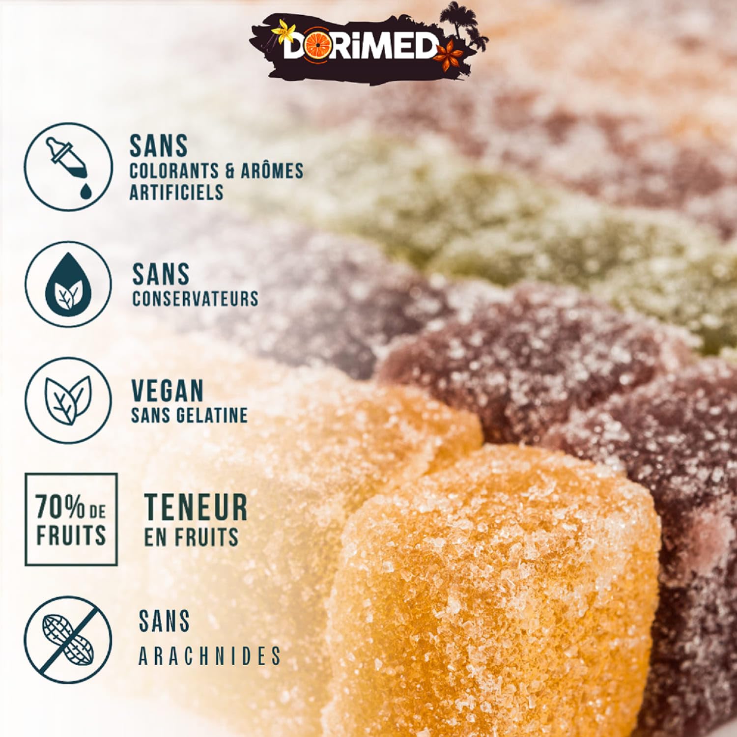 Pâtes de fruits, Fruits en cubes 920 g, Saveurs (citron, abricot, fraise, cassis, poire,Mandarine),sans Gluten,sans conservateur,sans colorant et sans arômes artificiels