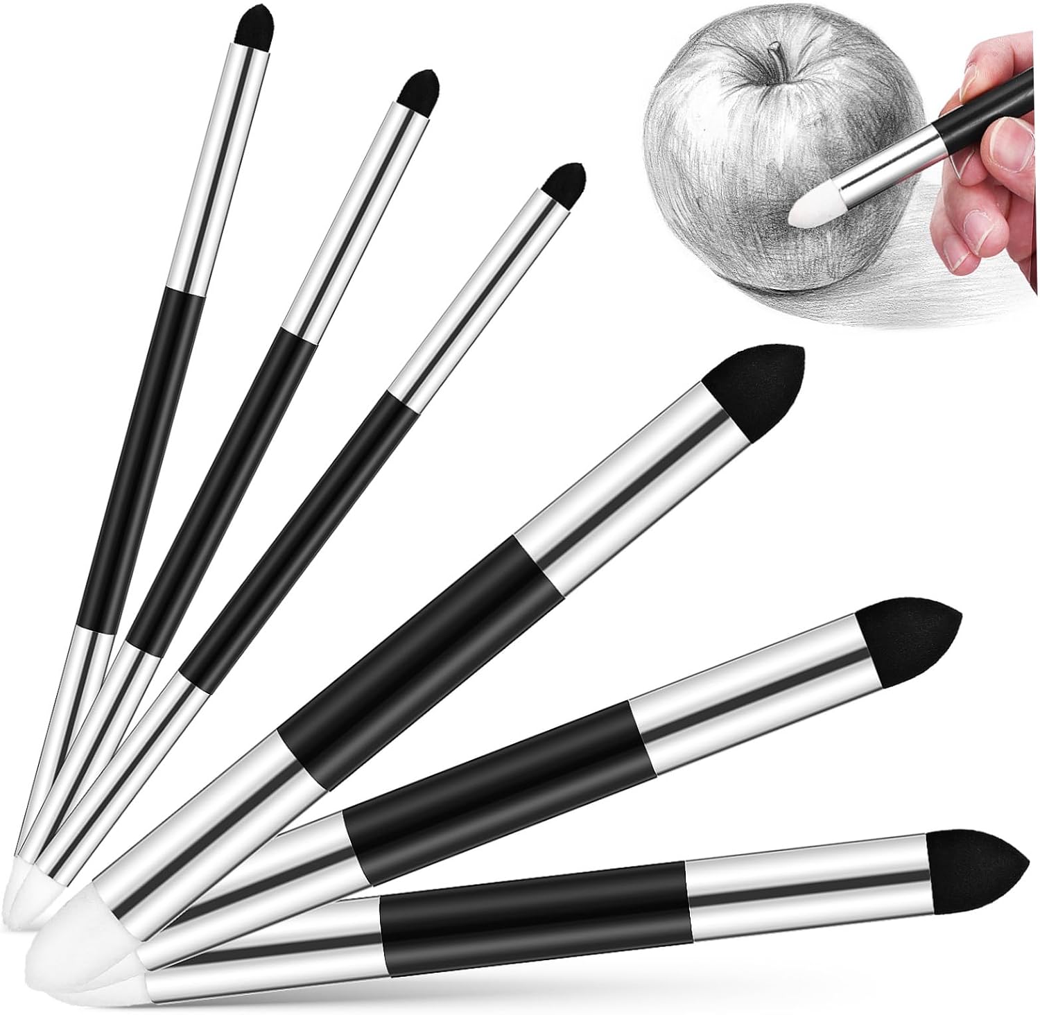 Beatifufu Sponge Art Brushes 6pcs Blending Eraser Pen for Sketching Painting Art Supplies Dual Tip Soft Sponge Tips Versatile Drawing Tool