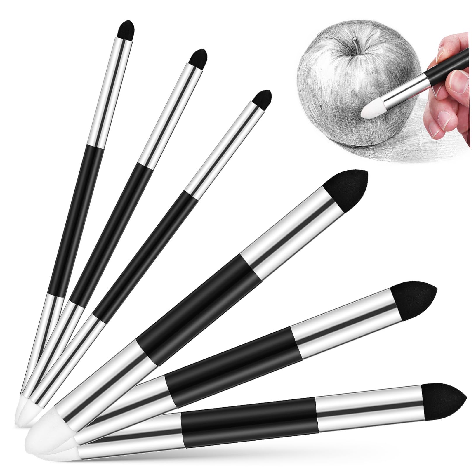 Beatifufu Sponge Art Brushes 6pcs Blending Eraser Pen for Sketching Painting Art Supplies Dual Tip Soft Sponge Tips Versatile Drawing Tool