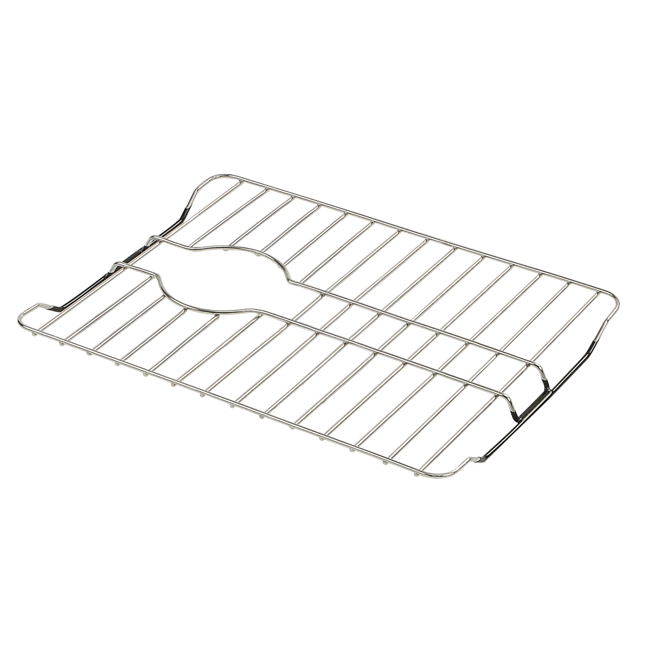 SunnyPoint Griglia di protezione per lavello in acciaio inox 304 con foro di scarico posteriore, griglia antiruggine per fondo del lavello della cucina, prevenzione graffi, foro di scarico posteriore
