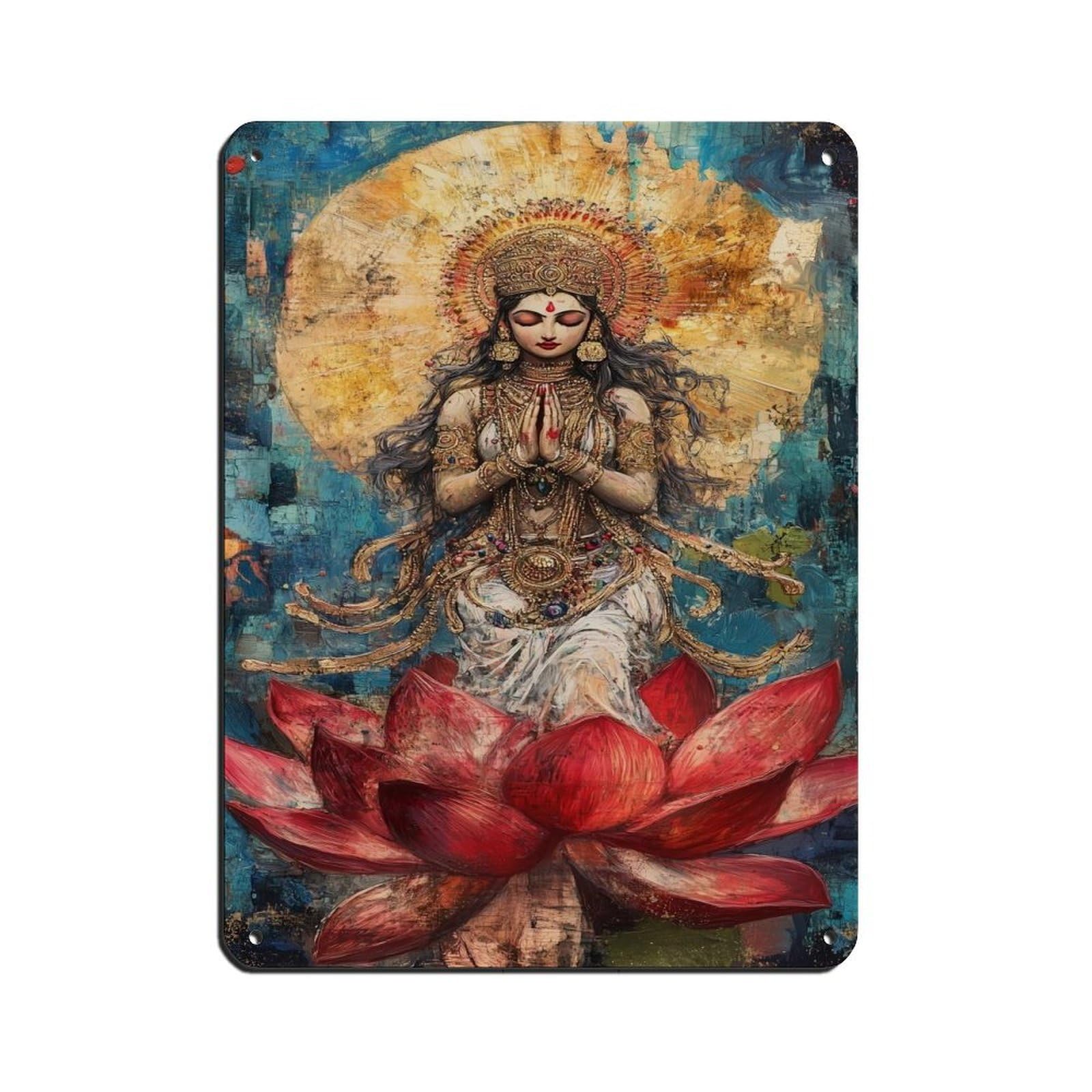 Goddess Durga, Sacred Divine Feminine Art Retro Poster Metal Tin Sign Chic Art Retro Iron Painting Bar People Cave Cafe Family Garage Poster Wall Decoration 12x16inch(30x40cm)