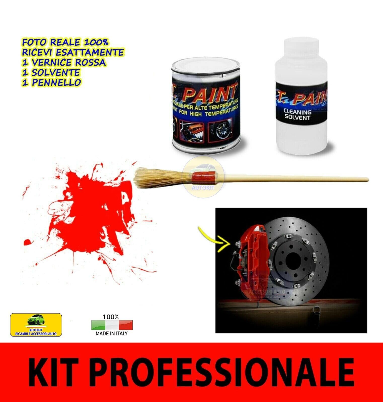 Generico Vernice per Pinze Freni Colore Rosso 100 ml. per Auto e Moto Resistente alle Alte Temperature (600°) - Q16070