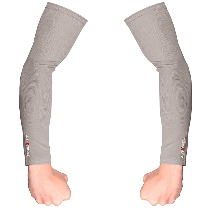 Allextreme Arm Sleeves for Men & Women Hand UV Protection Cover for Basketball Cricket Biking and Outdoor Use - (Gray, Pair of 1)