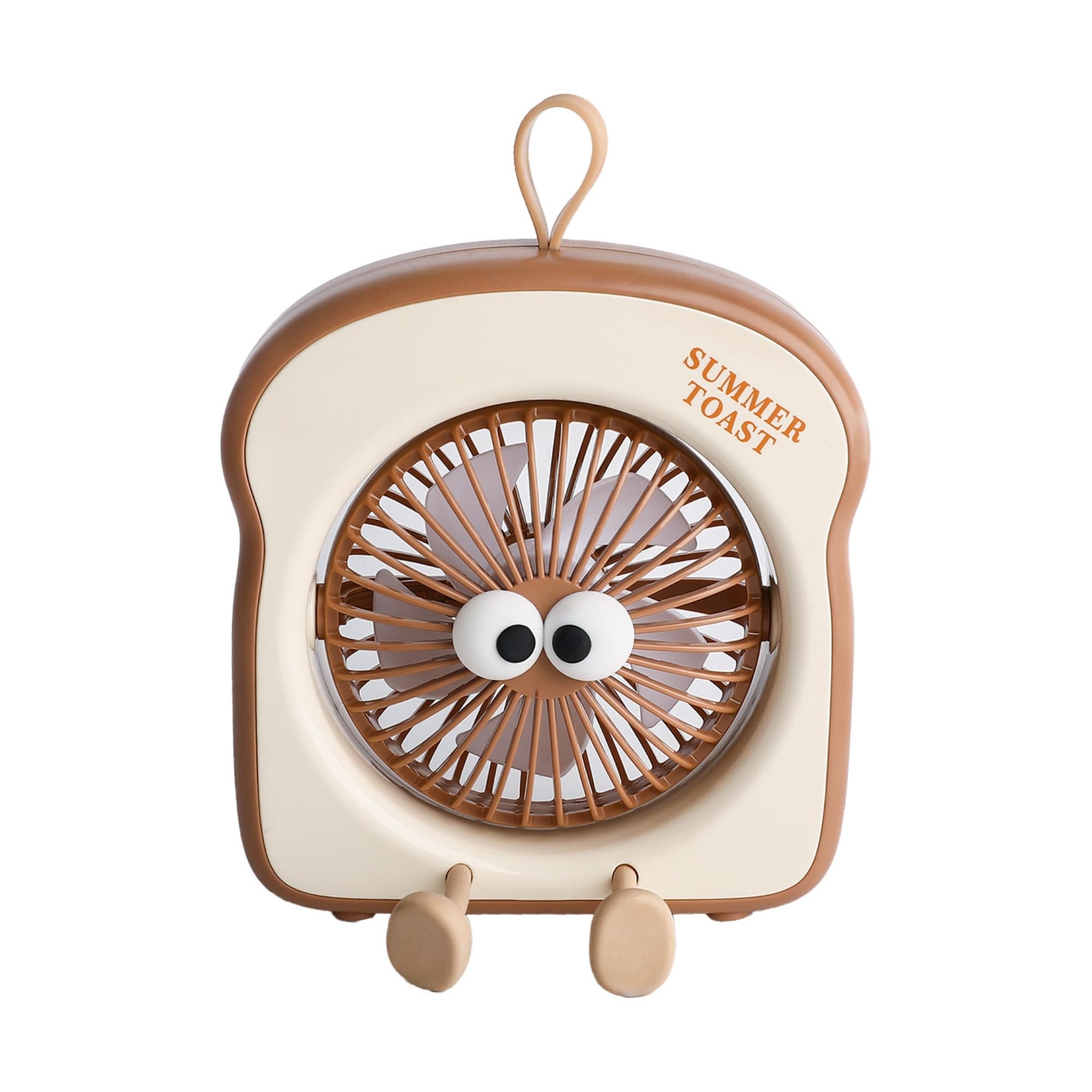 Asonic 3 Hız Kademeli Masaüstü Mini Fan - Sevimli Tost Ekmeği Tasarımlı Şarj Edilebilir Karikatür Vantilatör, Type-C Şarj Girişli, 45 Derece Ayarlanabilir Açılı Kişisel Masa Fanı
