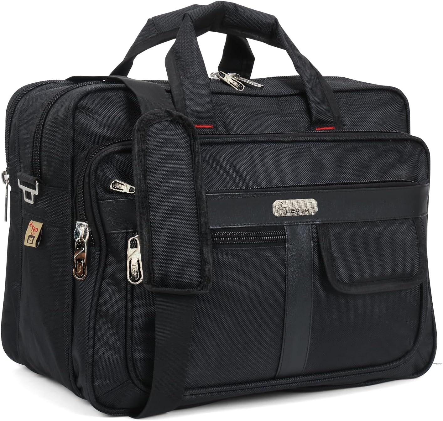 TEO Small Size 23 Litre Messenger Bag, 14 Inch Polyester Multipurpose Tool & Utility Bag for Mechanics, Electricians & Technicians, Office & Shoulder Bag, 7 Pockets & Compartments, Black