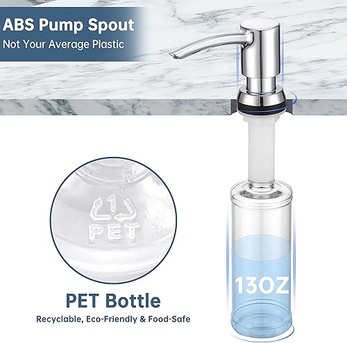 Miniatura 7 de Dispensador de jabón para fregadero integrado sin manchas, dispensador de jabón para debajo del fregadero con bomba ABS, dispensador de jabón para