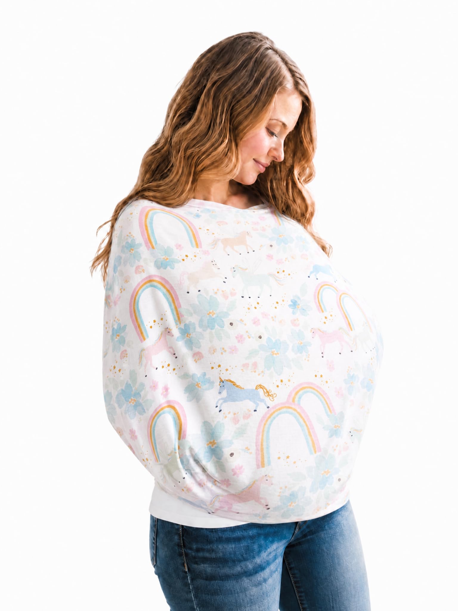 Baby Car Seat Cover Canopy and Nursing Cover Multi-Use Stretchy 5 in 1 Gift"Whimsy" by Copper Pearl