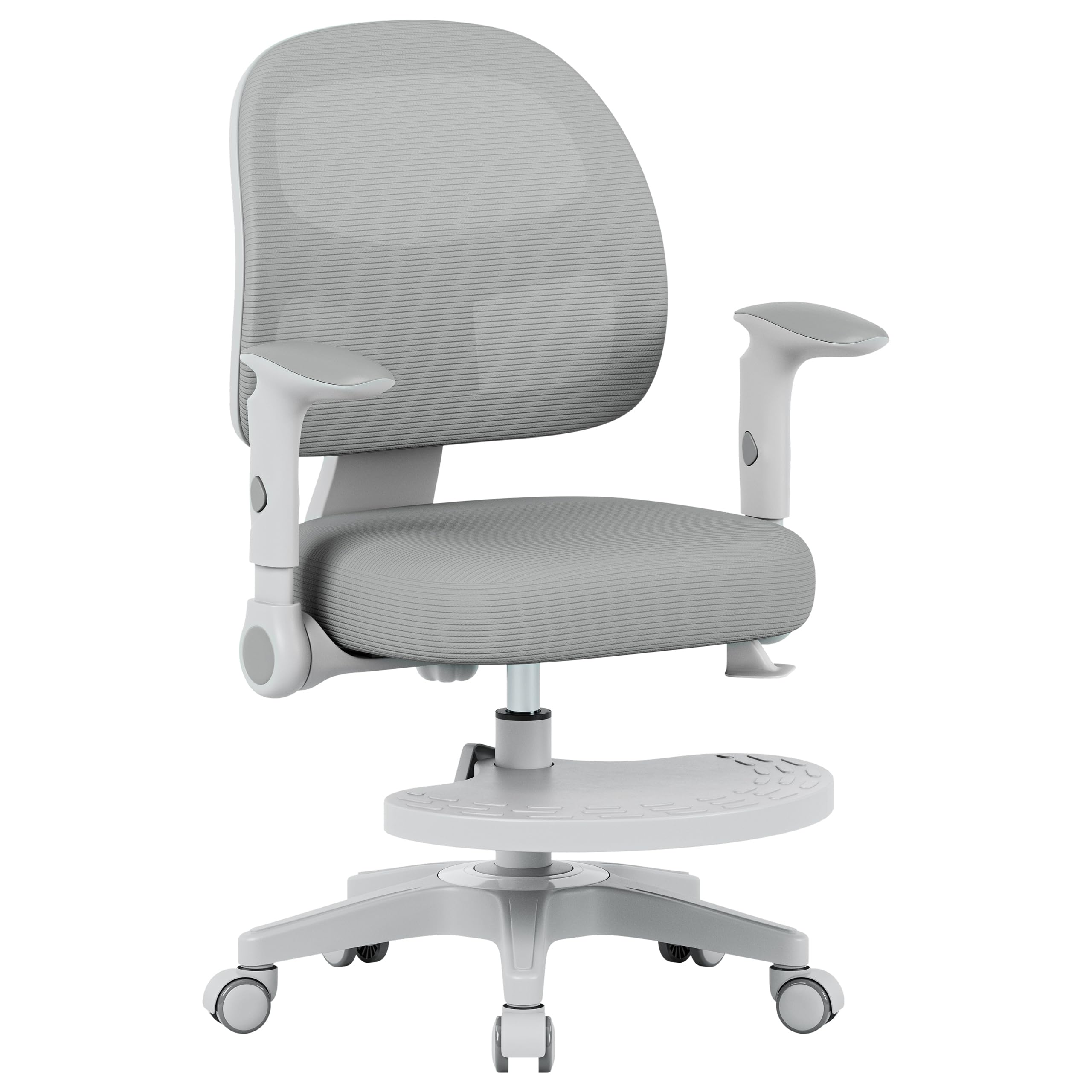 MARK ADLER Junior 5.0 Kinder Schreibtischstuhl ergonomisch – Mitwachsender Kinderschreibtischstuhl mit Fußstütze – Höhenverstellbar – Kinderstuhl für gesunde Haltung 80–170 cm – Grau