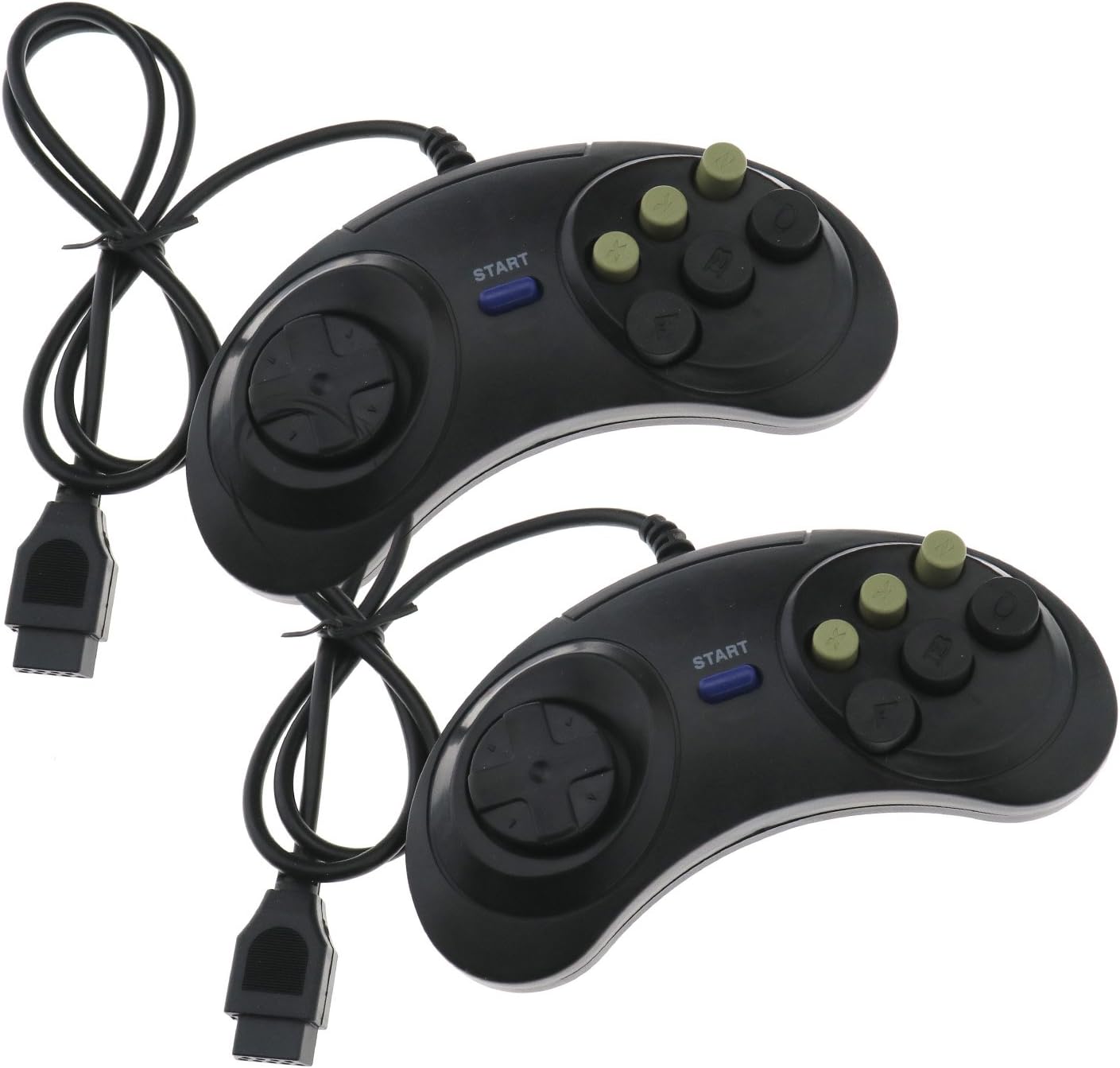 ENET Mando de juego de 6 botones con cable de repuesto para Sega Mega Drive y Genesis