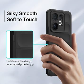 Case Compatible with Vivo V60, Shockproof Wave Pattern, Scratch-Resistant, Soft Microfibre Lining, All-Round Protection Protective Case with Camera Protection, Black