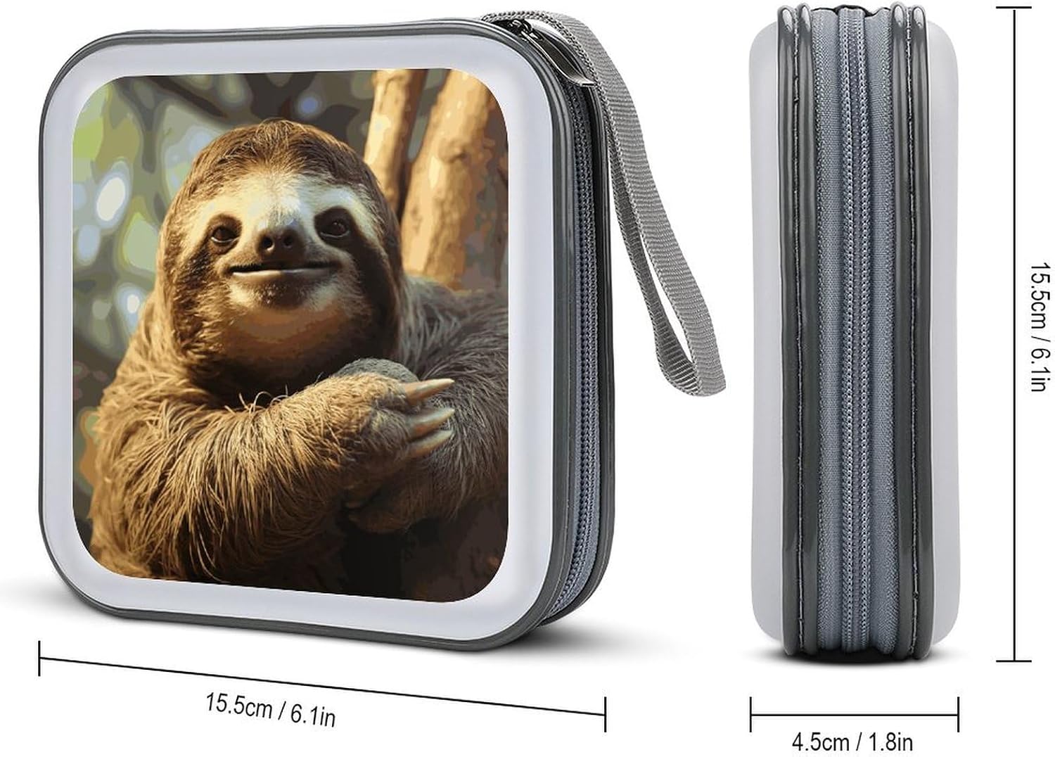 Funny Sloth CD Case Binder for Travel Car DVD Storage Case DVD Storage Bag with Handles Cover CD Storage Binder for Blu-ray Movie Music Audio Disks 40 Disc Units