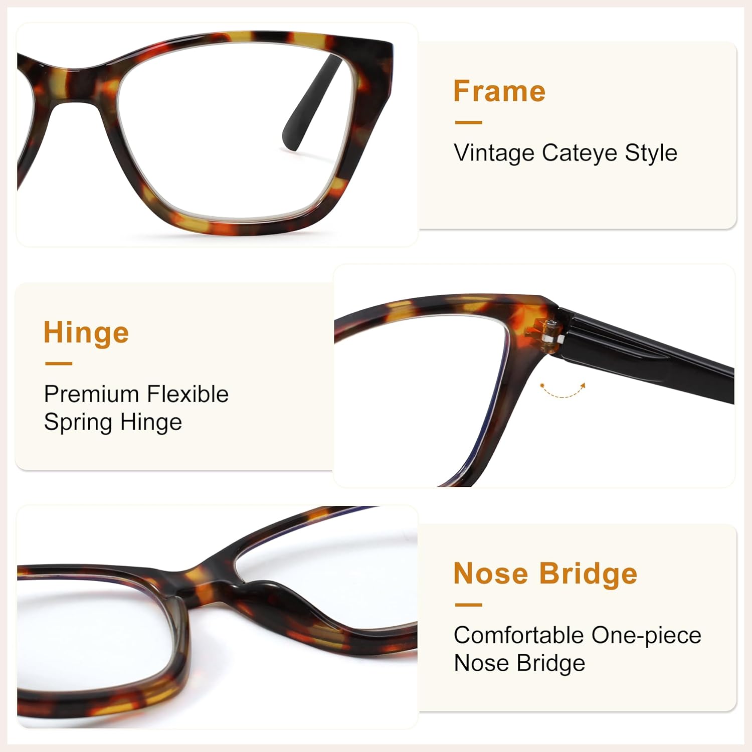Madison Avenue 2 Pack Cateye Blue Light Blocking Reading Glasses for Women Spring Hinge, Vintage Computer Readers Eyeglasses - Image 3