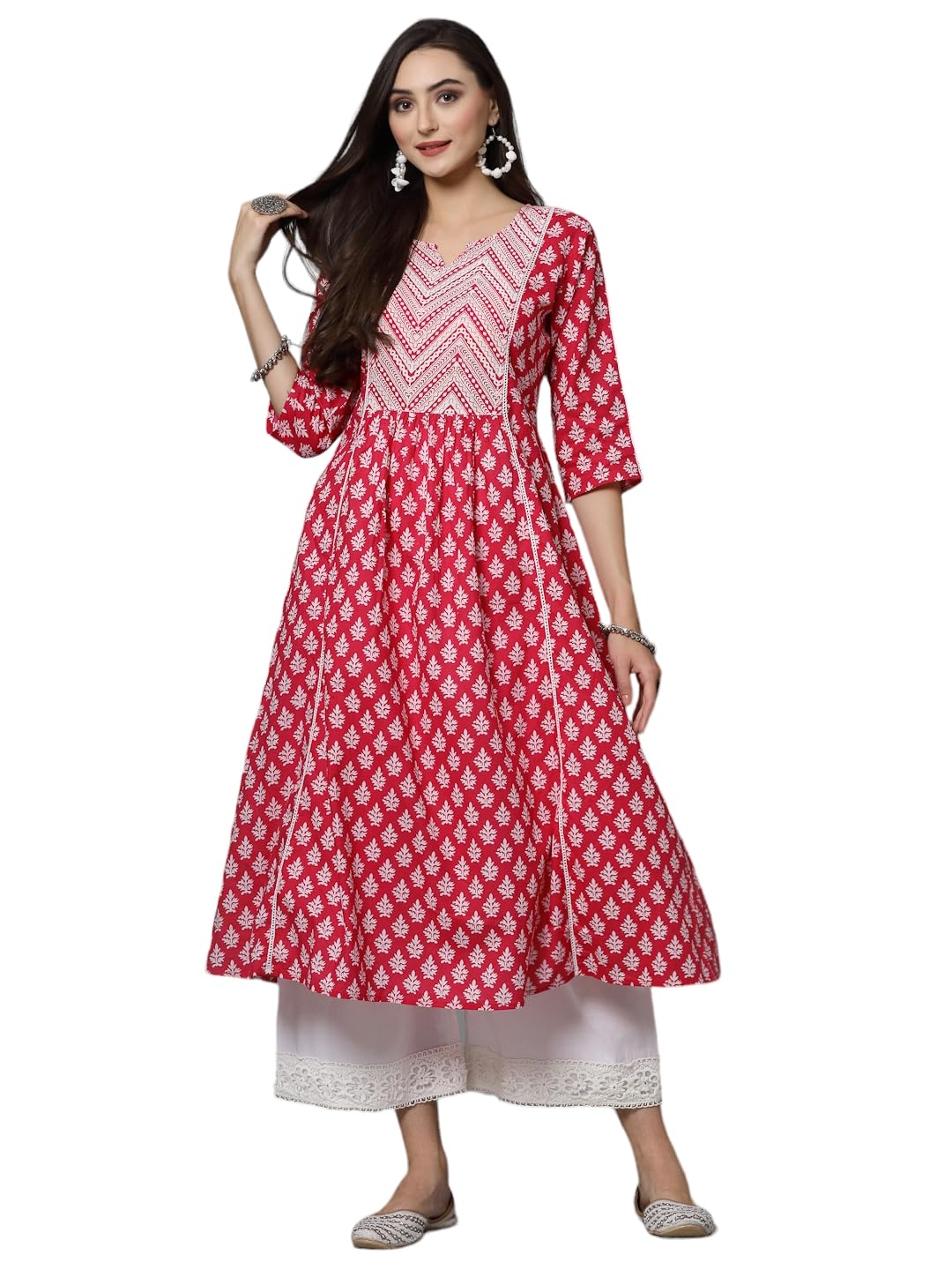 Stylum Women's Floral Printed Cotton A-Line Kurta (Pinkfizz44_Pink, Xxl)