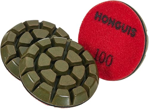 HONGUIS Juego de 3 almohadillas de pulido de hormigón de 7,6 cm x 10 mm, grano 1