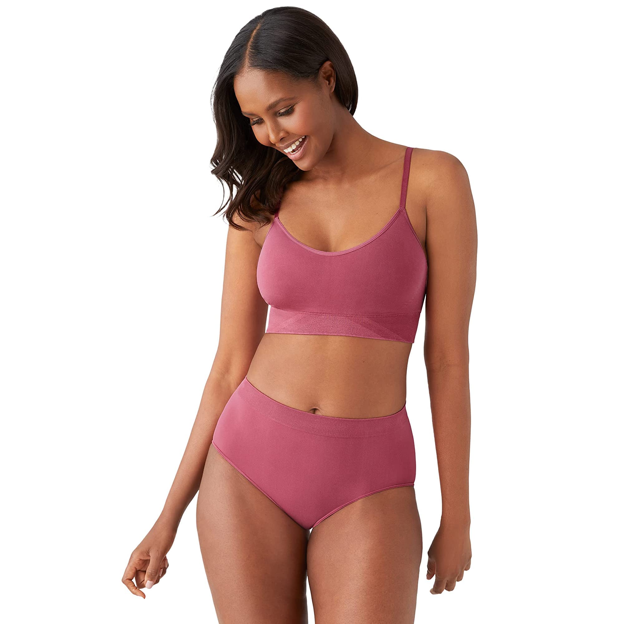 Wacoal Women's B-Smooth Skinny Strap Bralette Bra, Rose Wine, XXL