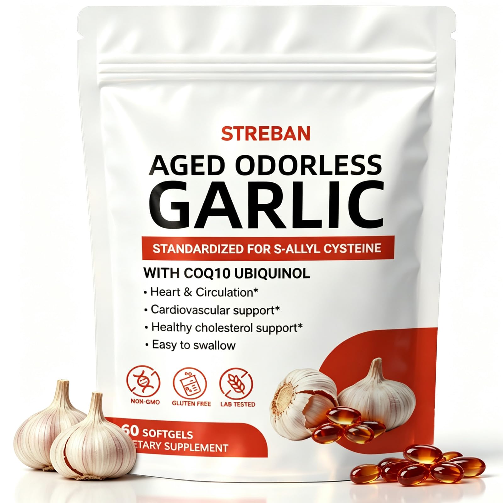 Aged Garlic Extract 600mg Softgels, Odorless Garlic Supplement (1)
