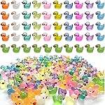 Cidinge 220 Pcs Mini Resin Ducks Luminous Tiny Ducks Miniature Duck Glow in The Dark for DIY Garden Dollhouse Duck Accessories Micro Landscape Aquarium Party Decor