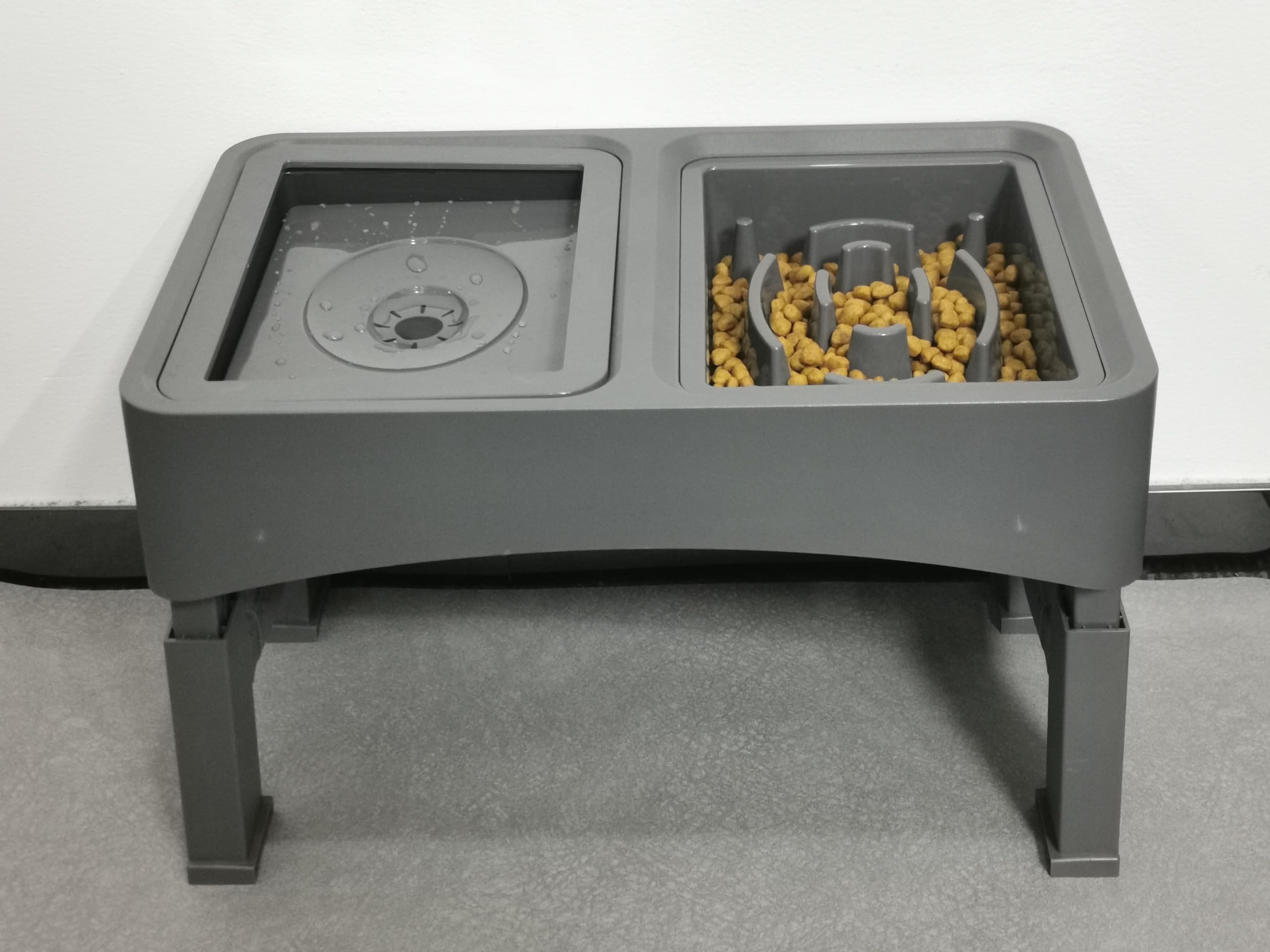 UPSKY 2-in-1 Elevated Dog Bowls Slow Feeder for Large Dog, No Spill Dog Water Bowl and Stainless Steel Dog Food Bowl Dispenser for Small Medium Large Dogs