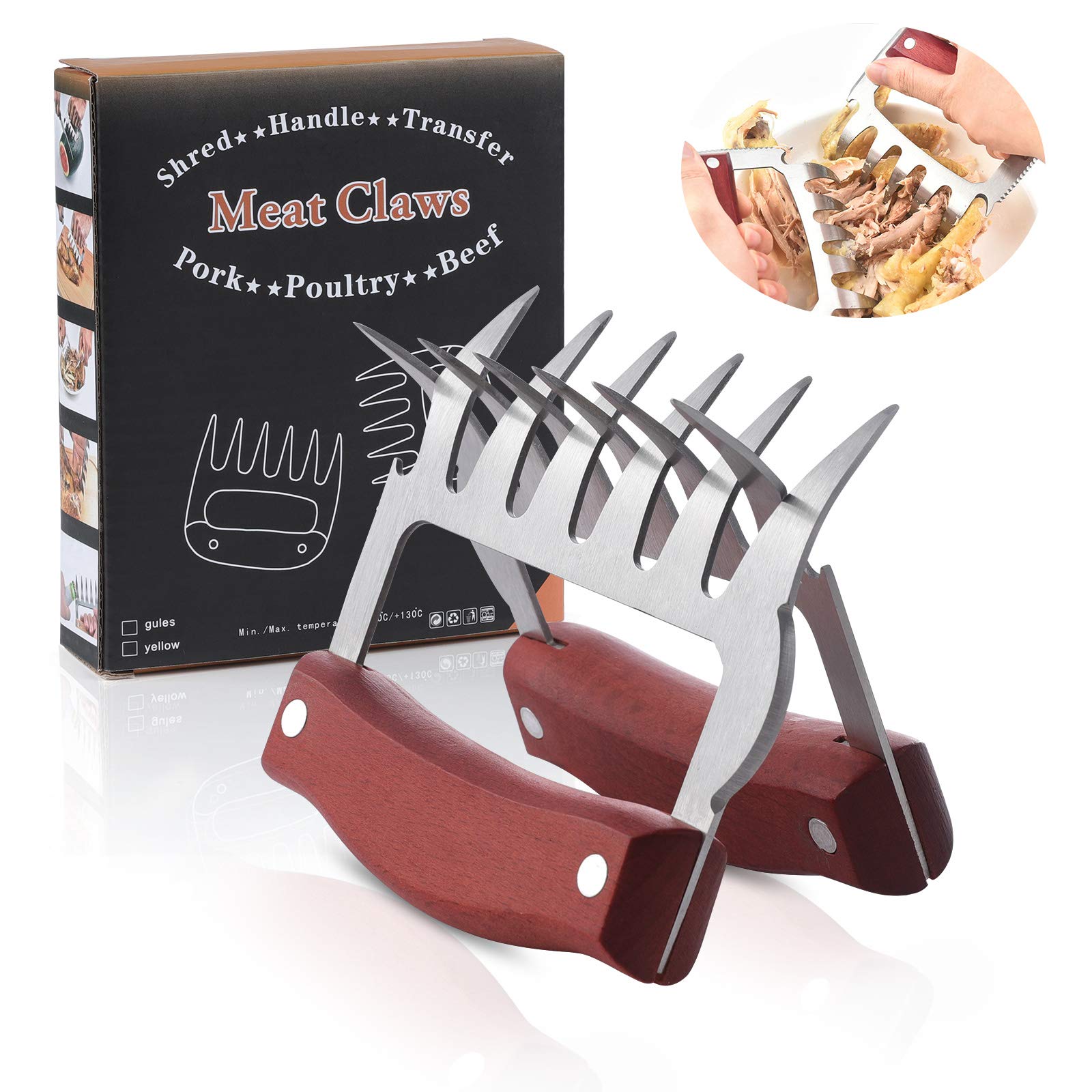 Artigli Per Carne BBQ - 2 Pezzi Per Pulled Pork, Manico Ergonomico, Tritacarne Da Barbecue - Foto 2