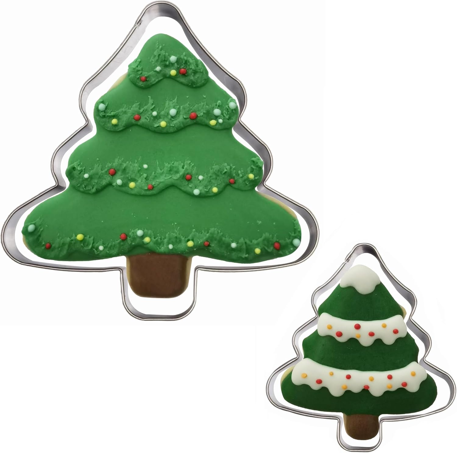 Comais Christmas Tree Shaped Cookie Cutters Set Stainless Steel 2Pcs ModelE image 5