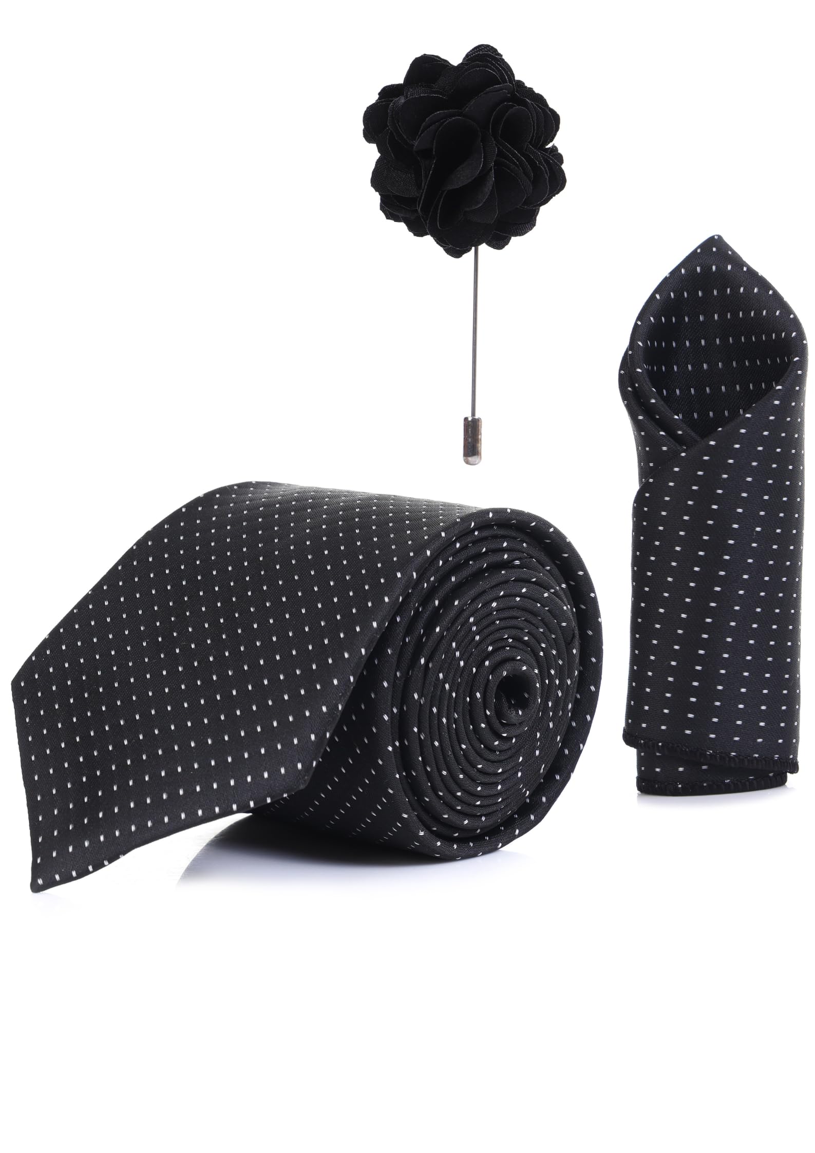 Random Stripe Necktie For Men With Pocket Square Lapel Pin Flowar Polka Dots Tie-picture-24