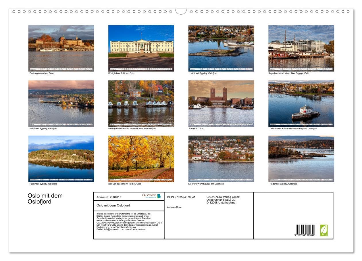 CALVENDO · Oslo mit dem Oslofjord (Kalender 2027) | DIN A2 Querformat · Wandkalender · Entdecke die faszinierende Verbindung aus nordischer Stadtatmosphäre, maritimer Weite…