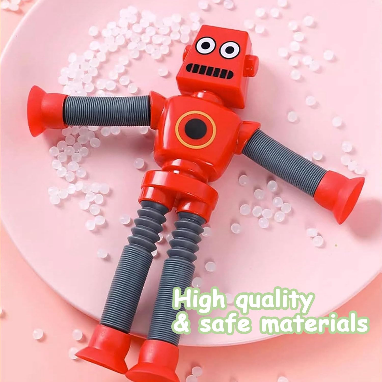 Bendable Robot Figures Toys 12 Pack Stretchy Telescopic Suction Cup Robots, Shape Changing Fidget Pop Tubes Sensory Toys for Girls and Boys Party Favors Christmas Xmas (12 Packs )