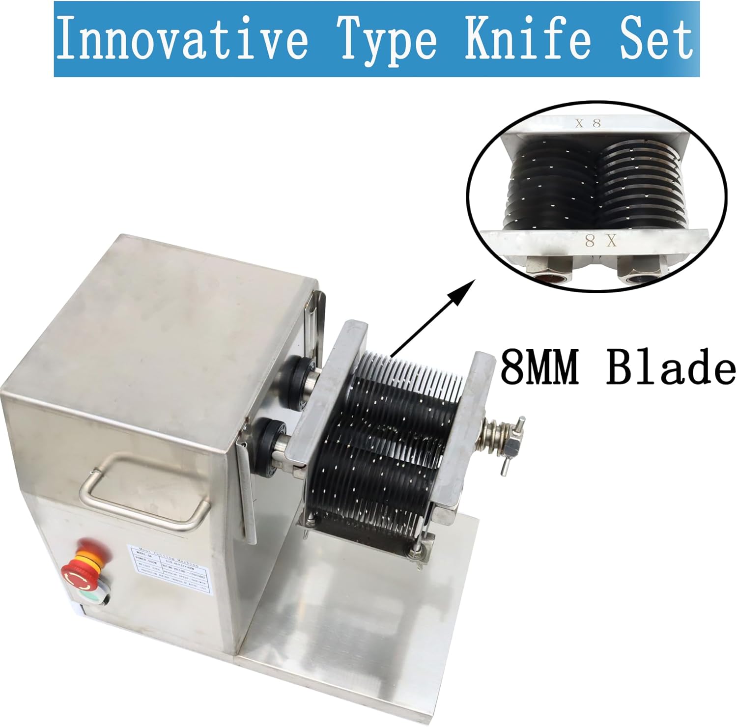 Commercial Meat Cutting Machine Meat Slicer Meat Cutter Slicer QX Fresh Meat Shredded Meat Dicer Processing Machine 8mm Blade 550W Chimney Type Feed Port