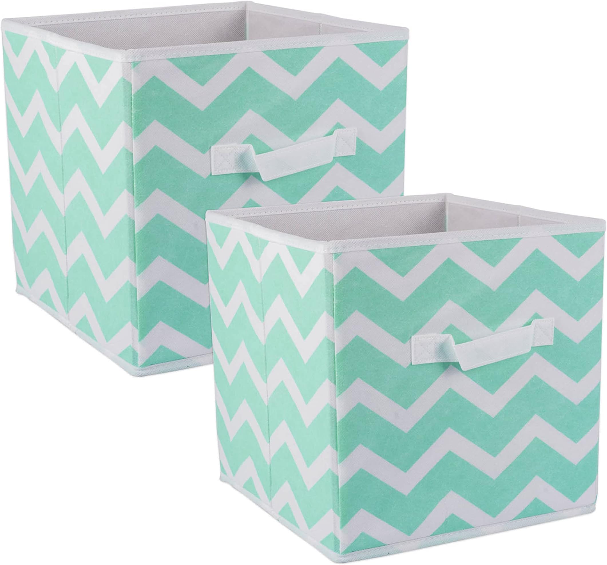 DII Foldable Fabric Storage Bins for Nursery, Offices, Home, Containers are Made to Fit Standard Cube Organizers, Small (2), Aqua