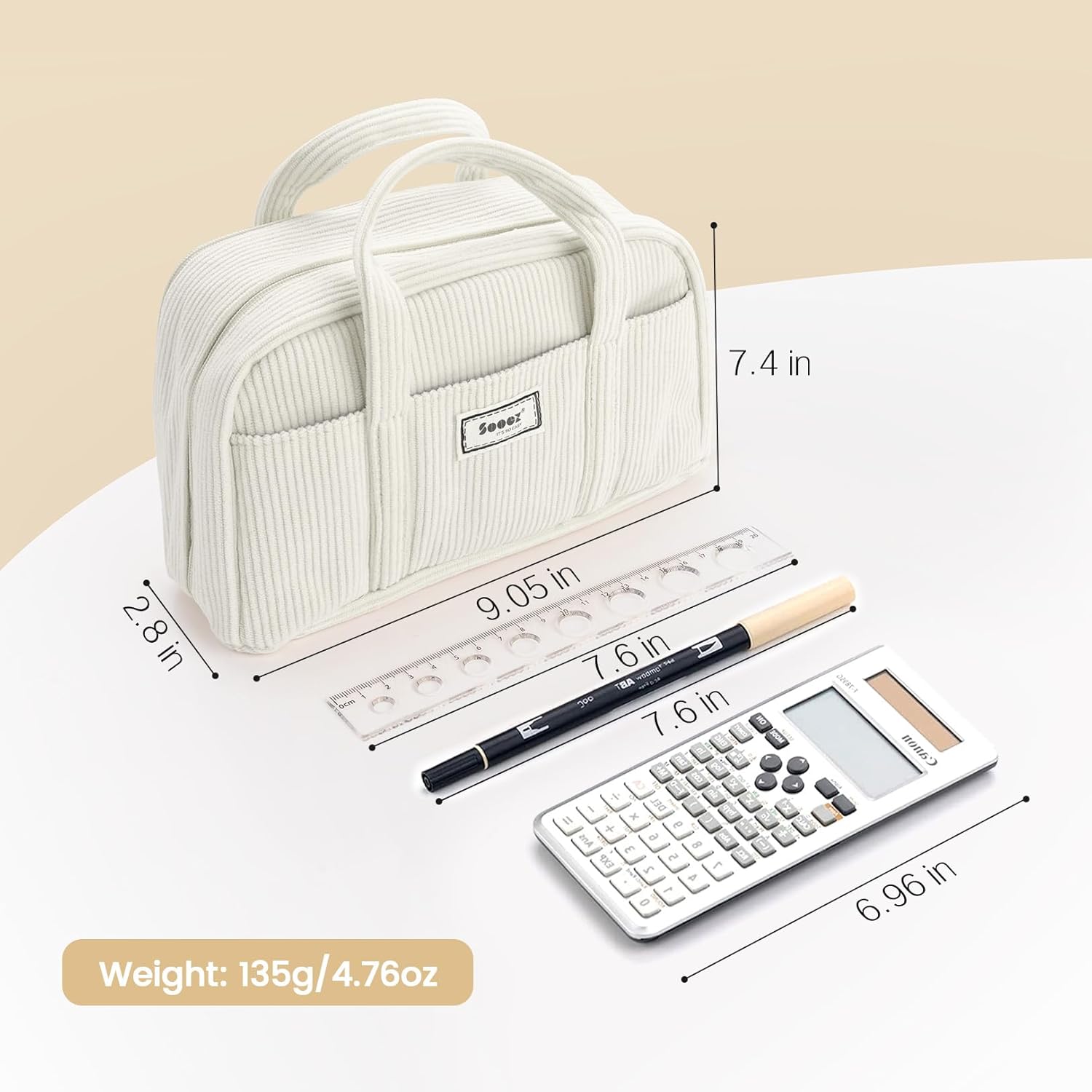 Sooez Large Pencil Case Pouch, Extra Big Pencil Bag with 5 Compartments, Pen Bag Wide Opening, Soft Corduroy Pen Pouch Organizer with Zipper, Cute Aesthetic School Supplies for Teen Girls-Green - Image 6