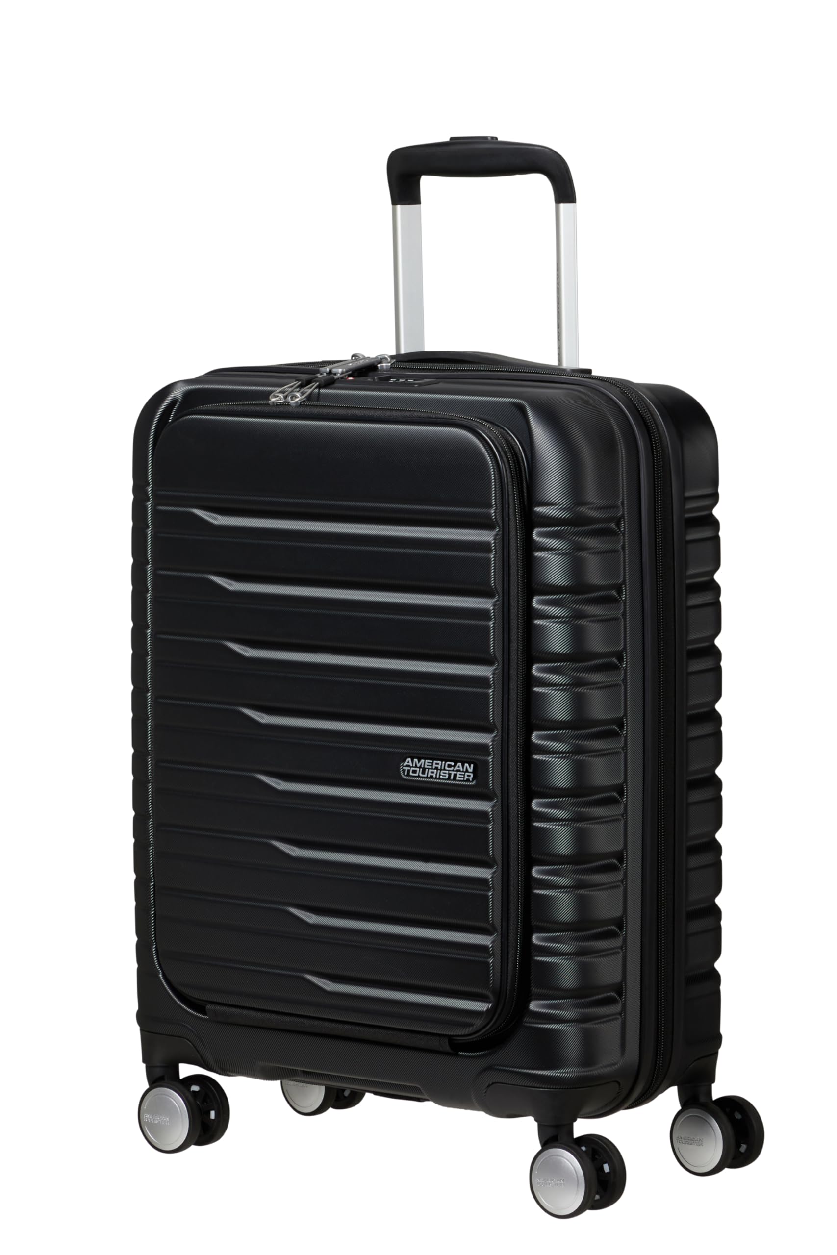 American Tourister Flashline - Spinner S, Hand Luggage with Front Loading, 55 cm, 34 L, Black (Shadow Black)